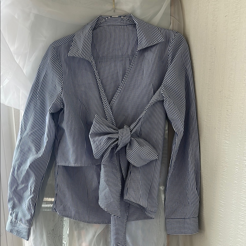 Striped Bow-Tie Blouse